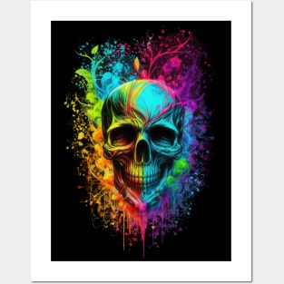 Colorful Floral Skull head design #2 Posters and Art